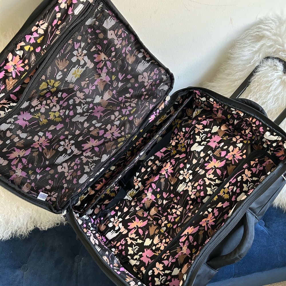 Vera Bradley Black Rolling Suitcase Travel Luggage 24” - Picture 5 of 6
